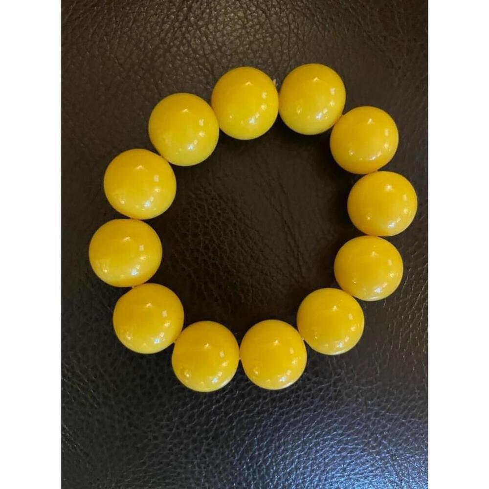 Chunky Beaded Lemon Yellow Ball Unisex One Size Bracelet